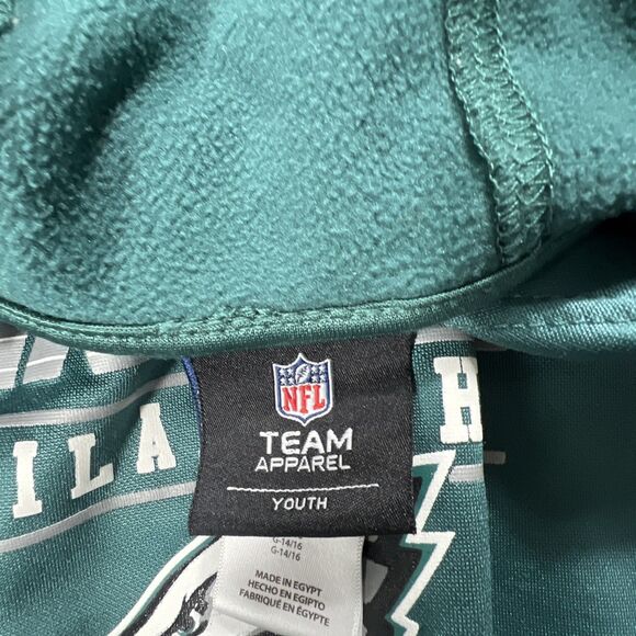 Philadelphia Eagles NFL Team Apparel Youth Large Hoodie Green Spell Out Graphic - Picture 4 of 9